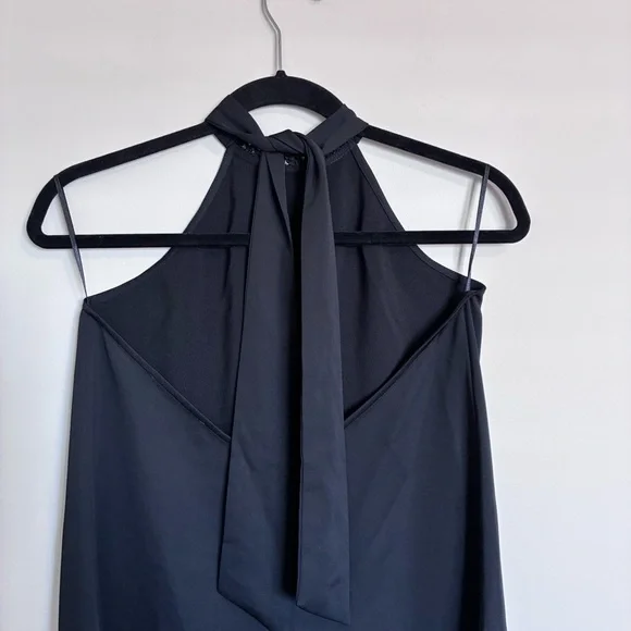 Zara Black Halter Tie Mini Dress with Long Fringe Detail - Picture 8 of 12